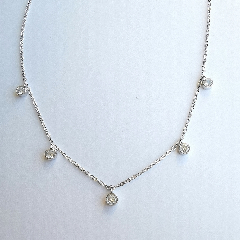 Sterling Silver CZ droplet necklace 18" 🆕